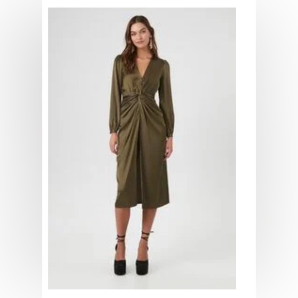 Olive green midi dress!